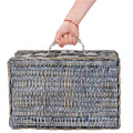 Cos de picnic echipat pentru 4 persoane Deluxe, din rachita, cu vesela si tacamuri, izolat termic, gri