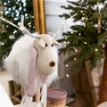 Figurina Craciun, Ren alb cu fular, inaltime 48cm
