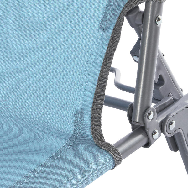 Sezlong pliant Sersimo, 186 x 56 cm, pentru plaja sau gradina, albastru, capacitate 110kg