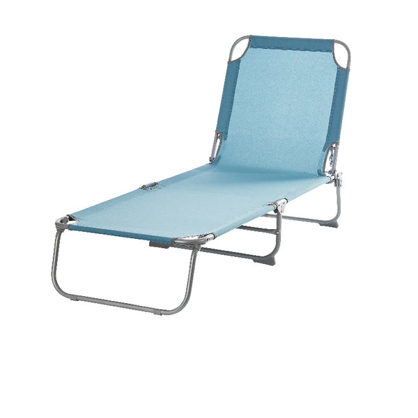 Sezlong pliant Sersimo, 186 x 56 cm, pentru plaja sau gradina, albastru, capacitate 110kg