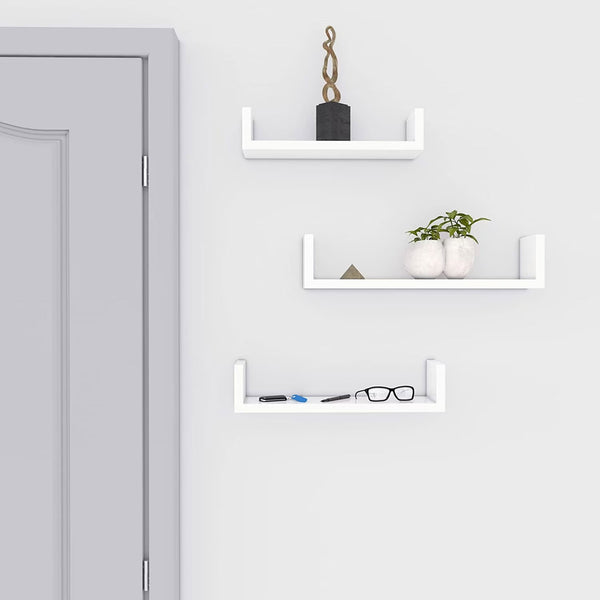 SONGMICS Rafturi plutitoare de perete, set 3 bucati, MDF, 30, 35 si 40 cm, alb
