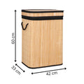 Cos de rufe din bambus cu capac, sac detasabil, volum 72L, 42x33x60cm, maro