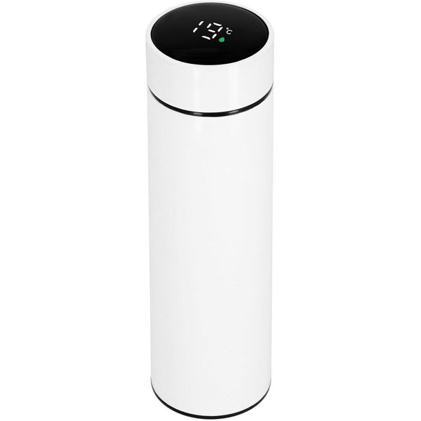 Cana termos Smart, inox, display LED, afisare temperatura, 500ml, 23cm, alb