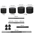 Set de greutati multifunctionale transformabil in gantere, kettlebell, haltera, total 29 kg