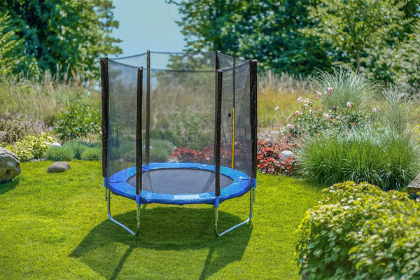 Trambulina Blue, cu scara si plasa de protectie exterioara, 244 cm