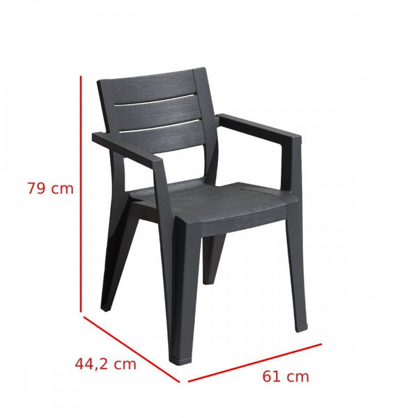 Curver Scaun de grădină Julie din plastic cu cotiere, grafit