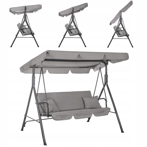 Leagan Balansoar Sersimo Luna GS13S cu Pernite pentru Terasa sau Gradina, 3 locuri, 220kg, gri