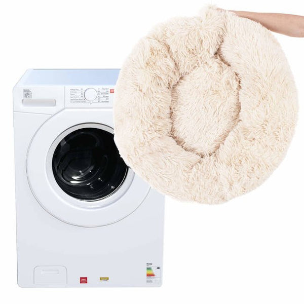 Pat Sersimo pentru caini si pisici, cu husa detasabila, bej, diametru 90cm