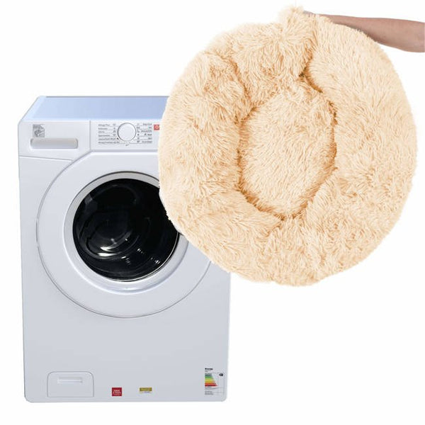 Pat Sersimo pentru caini si pisici, cu husa detasabila, crem, diametru 80cm
