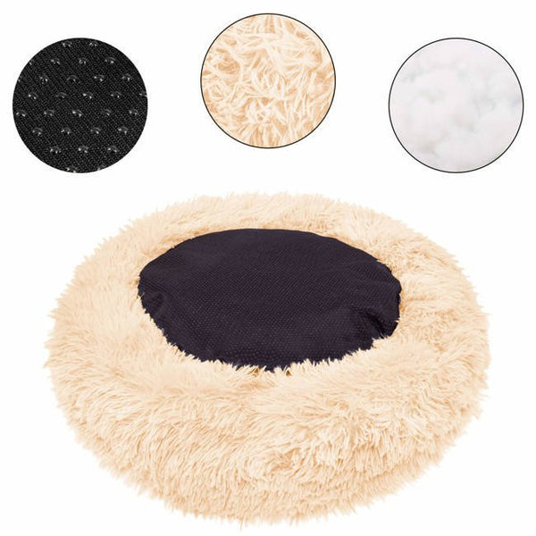 Pat Sersimo pentru caini si pisici, cu husa detasabila, crem, diametru 80cm