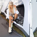 Cort plaja sau camping, impemeabil, cu terasa, 4 locuri, 200x350x135cm, gri
