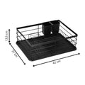 Uscator de vase cu suport tacamuri, din otel, cu tava de scurgere, 42x32x15cm, negru
