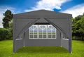 Cort pavilion de gradina, 300x300 cm, cu 4 pereti laterali cu ferestre, impermeabil cu rezistenta UV, gri