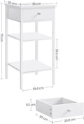 VASAGLE Noptiera cu sertar pentru dormitor, design scandinav, 35x35x70cm, alb