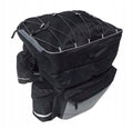 Geanta portbagaj bicicleta dubla, 8 buzunare laterale, 39x34x43cm, negru cu elemente reflectorizante gri, protectie impermeabila