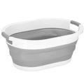 Cos de rufe pliabil tip lighean, cu manere, din plastic si silicon, 54x38x23cm, 24litri, gri