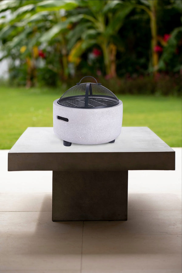 Semineu de exterior pentru terasa sau gradina din placa de magneziu, cu grill pentru gratar, 43x43x39cm