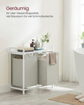 VASAGLE Cos de rufe, 2 compartimente, saci de rufe detasabili, raft, cadru metalic, 2x46L, 73x33x72 cm, alb