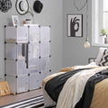 SONGMICS Unitate de depozitare cu 12 cuburi, pentru pantofi sau haine, personalizabil, 31x93x123 cm, alb transparent