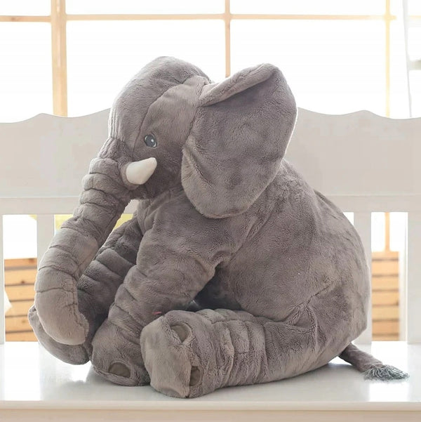 Jucarie plus elefant, tip perna, lavabila, umplutura hipoalergenica, pentru copii si adulti, 60 cm, gri