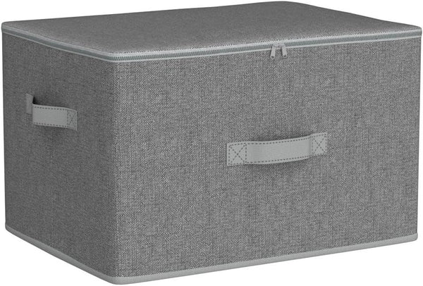 SONGMICS Set 3 cutii de depozitare pliabile, organizatoare pentru dulap, textil, 40x30x25 cm, gri