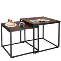 Set 2 mese pentru cafea, cadru otel, stil industrial, 50x50x52 cm si 45x45x47 cm, maro