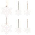 Decoratiune brad fulg de zapada din lemn, set 6 bucati, 4cm, alb