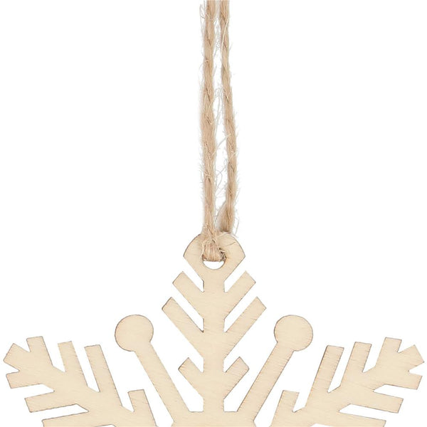 Decoratiune brad fulg de zapada din lemn, set 6 bucati, maro