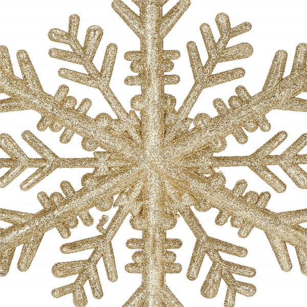 Decoratiune brad fulg de zapada, 30cm, auriu cu sclipici