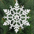 Decoratiune brad fulg de zapada cu cristal, set 2 bucati, 12cm, alb