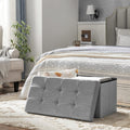 SONGMICS Taburet pliabil cu sezut moale, spatiu de depozitare 80litri, maxim 300kg, 76x38x38cm, gri