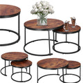 Set 2 mese pentru cafea suprapozabile, cadru otel, 70x70x47 cm si 50x50x40 cm, maro