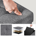 SONGMICS Taburet pliabil cu sezut moale, spatiu de depozitare 120litri, maxim 300kg, 110x38x38cm, gri