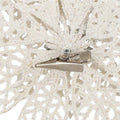 Set 10 ornamente pentru bradul de Craciun, stea Poinsettia, 14cm, alb cu sclipici