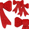 Set 2 ornamente pentru bradul de Craciun, fundita, 18cm, rosu