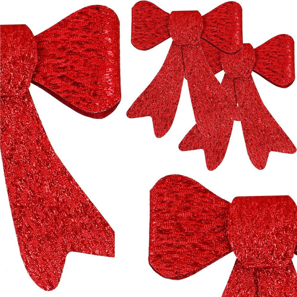 Set 2 ornamente pentru bradul de Craciun, fundita, 18cm, rosu