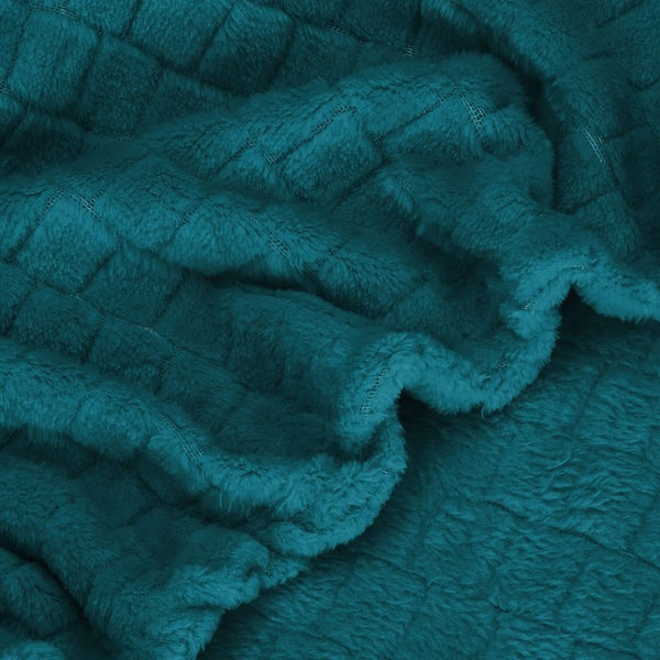 Patura pufoasa pentru 2 persoane, 2 fete, model in relief, 160x200cm, verde marin