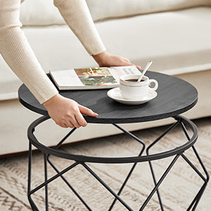 VASAGLE Set de 2 mese de cafea, stil industrial, 50x40cm si 40x36cm, negru