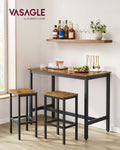 VASAGLE Set masa de bar cu 2 scaune, cadru din otel, blat lemn, stil industrial, 120x60x90cm, maro rustic