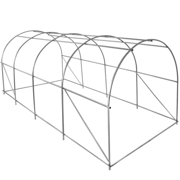 Sera de gradina, tip tunel cu cadru metalic, 200x450cm, 9 ferestre, verde, 9 mp
