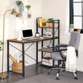 VASAGLE Birou cu raft lateral, montare stanga sau dreapta, industrial, 56x120x120 cm, maro