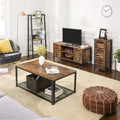 VASAGLE Comoda joasa pentru suport TV, cu rafturi si 2 spatii de depozitare cu usa, stil industrial, 110x40x50cm, maro rustic si negru