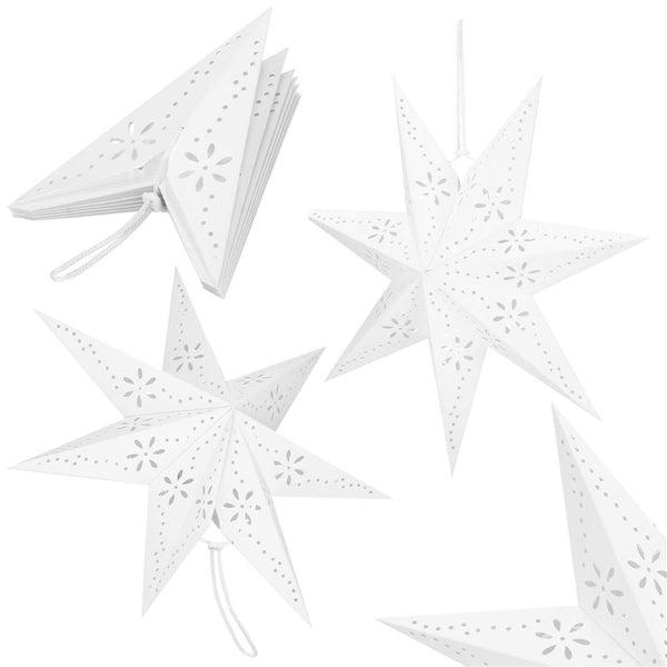 Stea decorativa 3D din hartie ajurata, 50cm, alba