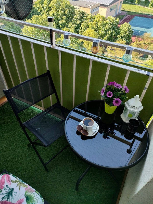 Set mobilier gradina Sersimo Oneiro, 2 scaune pliabile, 1 masa, negru