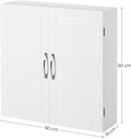 VASAGLE Dulap de baie de perete, cu 2 rafturi reglabile, stil scandinav, 60x18x60cm, alb mat
