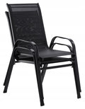 Set 2 scaune de gradina cu cadru metalic, stivuibile, 55x72x96cm, negru