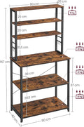 VASAGLE Raft de bucatarie cu spatiu pentru cuptorul cu microunde, 6 rafturi, otel, industrial, 40x80x167cm, maro retro si negru