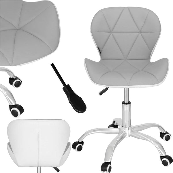 Scaun de birou ergonomic, tapitat cu piele ecologica, 120kg, alb gri