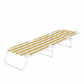 Sezlong pliant Sersimo, 186 x 56 cm, pentru plaja sau gradina, alb galben, capacitate 110kg
