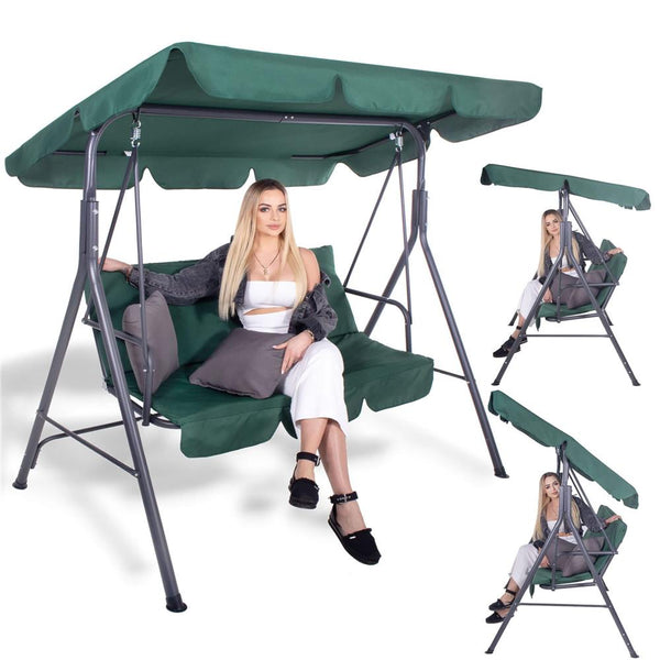 Leagan Balansoar Sersimo Luna cu Pernite pentru Terasa sau Gradina, 3 locuri, 220kg, verde